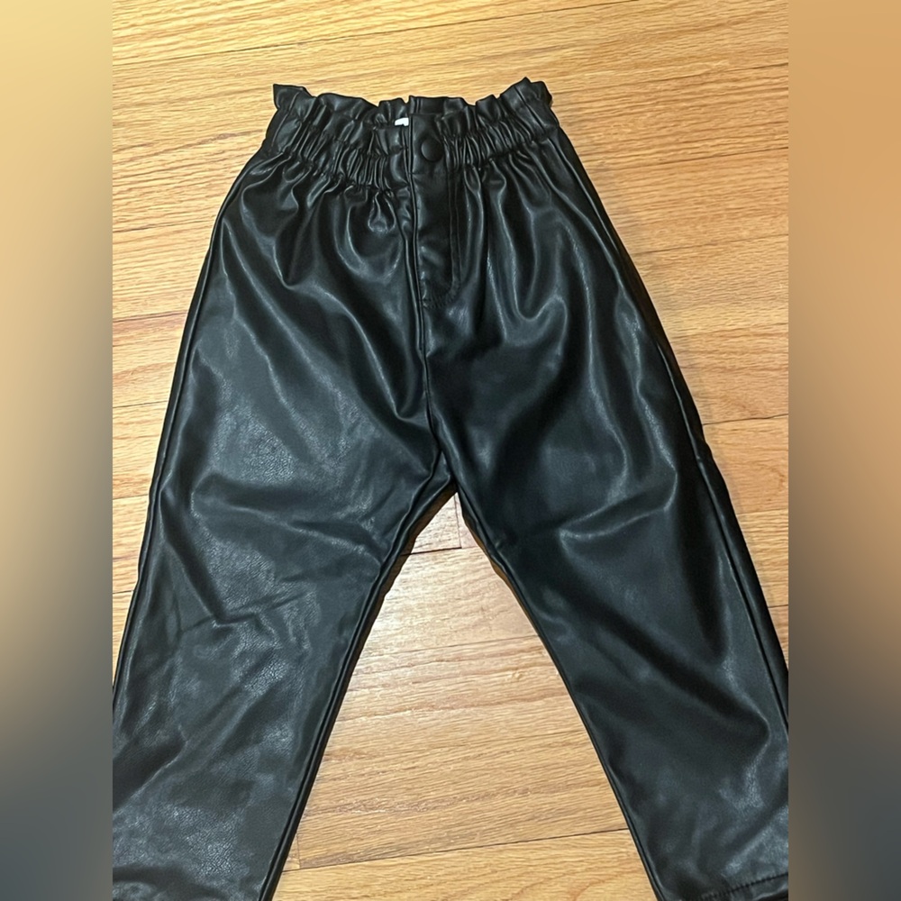 Black Faux Leather Joggers